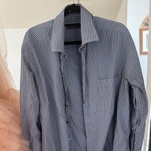 Ermenegildo Zegna Blue Pinstripe Dress Shirt